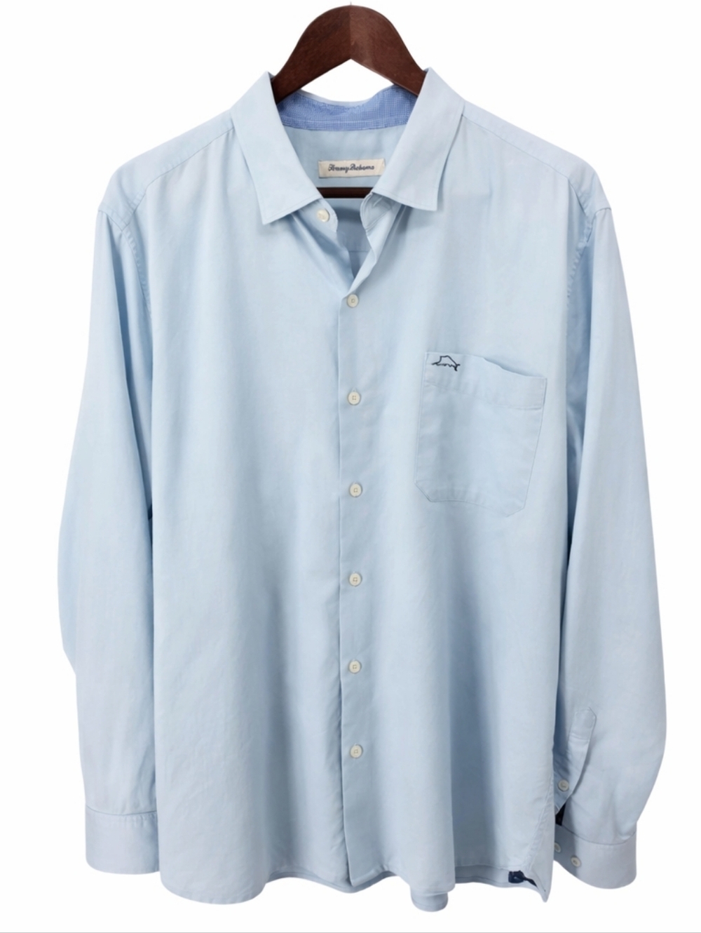 Tommy Bahama XL Silk Blend Blue Button Up Shirt Mens Stretch Pocket